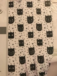 new Fabric SHOWER CURTAIN BLACK CATS Kitten Norman whimsical fun kitty CAT - Picture 1 of 2