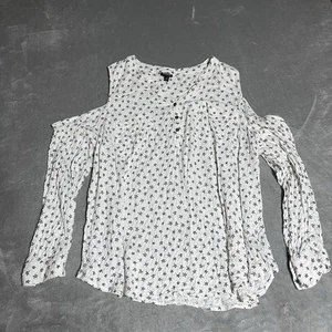 Torrid Top Womens 3X Harper White Stars Long Sleeve Crinkle Open Shoulder - Picture 1 of 5
