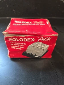 New Vintage Rolodex S300  Petite Card Covered File Organizing System W/ Box! Red - Picture 1 of 6