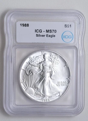 1988 American Silver Eagle S$1 ICG MS 70 Coin /413 - Image 1 of 2