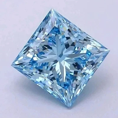 3.0 Ct Lab Grown Blue Color Diamond Princess Cut VVS1 D Grade Certified Stone AG - Image 1 of 4