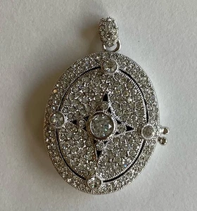 Ciondolo vintage argento sterling ovale Dbl foto medaglione zirconi e strass 12,4 grammi - Foto 1 di 6