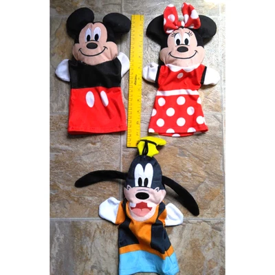 Disney Bebé Marionetas de Mano Mickey Minnie & Goofy 11 Pulgadas Suave Conjunto de 3 Marionetas Foto 1 de 4