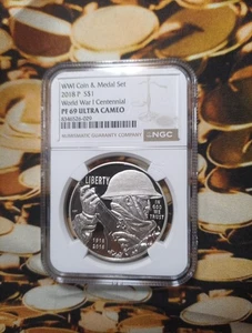 2018-P NGC PF69 ULTRA CAMEO World War I Centennial Commemorative Dollar E186 - Picture 1 of 2