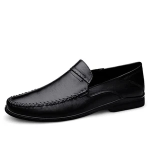 Zapatos informales para hombre Mocasines sin cordones de caña baja Zapatos de negocios de cuero genuino   - Imagen 1 de 26