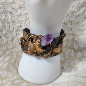 Carvalhu's Rio Damen Armreif Armband Brutalist Brazilian Vintage 70er Amethyst - Bild 1 von 12