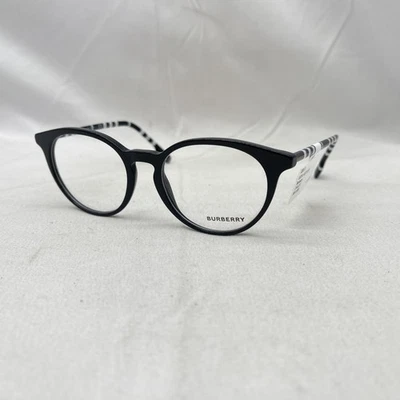 Burberry Womens Thin Round Lightweight Eyeglasses BE2318 Black Multi - Image 1 of 4