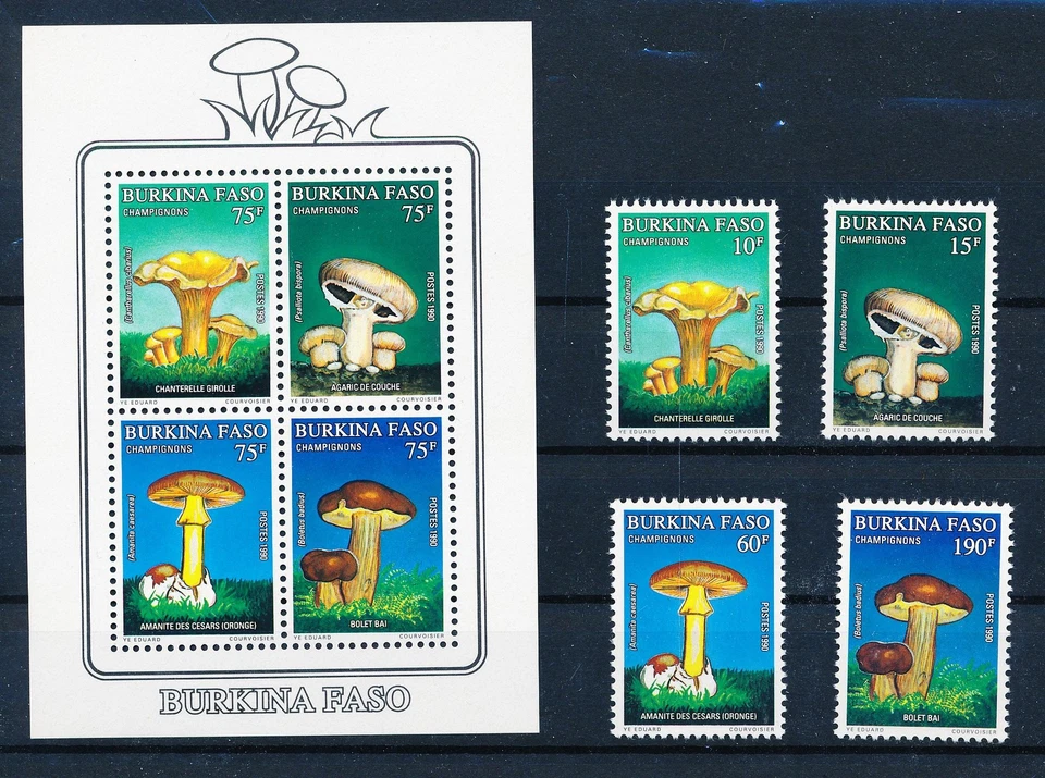 LS63335 Burkina Faso 1990 fungi plants mushrooms fine lot MNH - Image 1 of 1