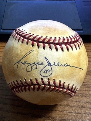 REGGIE JACKSON SIGNED AUTOGRAPHED OAL BASEBALL!  Yankees, Athletics, Angels! - Image 1 of 2