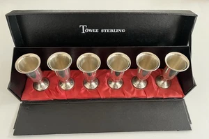 Vintage Towle Sterling Sherry Cordials Set of 6 Original Case - Picture 1 of 11