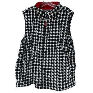 Kim Rogers Curvy Damen 3X weiß schwarz rot Hahnentritt Fleece Weste durchgehender Reißverschluss - Bild 1 von 5