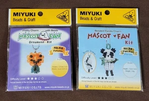 2 Miyuki Japan Mascot Fan Seed Bead Panda, Pumpkin Ornament Charm Kits #34, 46 - Picture 1 of 6