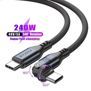 Câble USB-C 240W Pour iPhone 16 15 Pro Max, Fil De Charge Rapide Rotatif 540 - Photo 1 sur 14