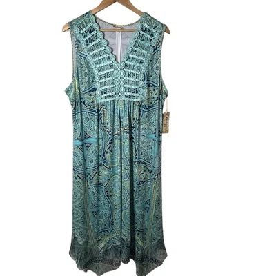 Vestido midi boho de hadas para mujer talla XL pañuelo dobladillo estampado gráfico hippie Foto 1 de 4