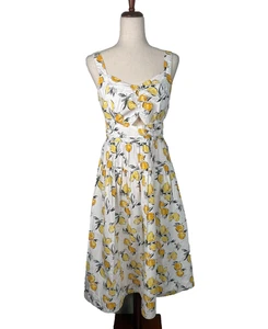 Free Assembly Dress Womens Small White Yellow Lemon Print Cutout Sundress Summer - Picture 1 of 13