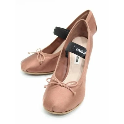 miu miu ballerina toe satin pumps elegant brow Unused New Mint Item Auth JAPAN - Image 1 of 4