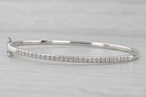 0.18ctw Diamond Bangle Bracelet Sterling Silver 7" 2.8mm - Picture 1 of 7