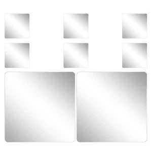 8Pcs Flexible Mirror Sheets Self Adhesive Non Glass Mirror Tiles Stickers - Picture 1 of 20
