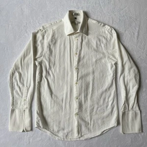 Geoffrey Beene M White Dress Shirt 100% Cotton Button Up French Cuffs Textured - Picture 1 of 20