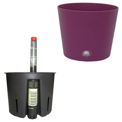 Set 3 teilig für Hydrokultur Blumentopf Flori Ø 16 lila + Kulturtopf + Wassersta - Bild 1 von 3