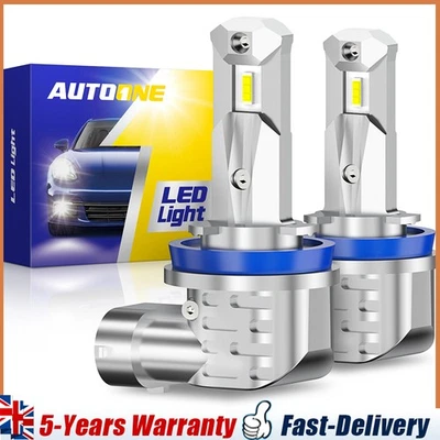 AUXITO Pair 240W 50000LM H11 LED Headlight Bulbs Kit High Low Beam 6000k White - Image 1 of 4