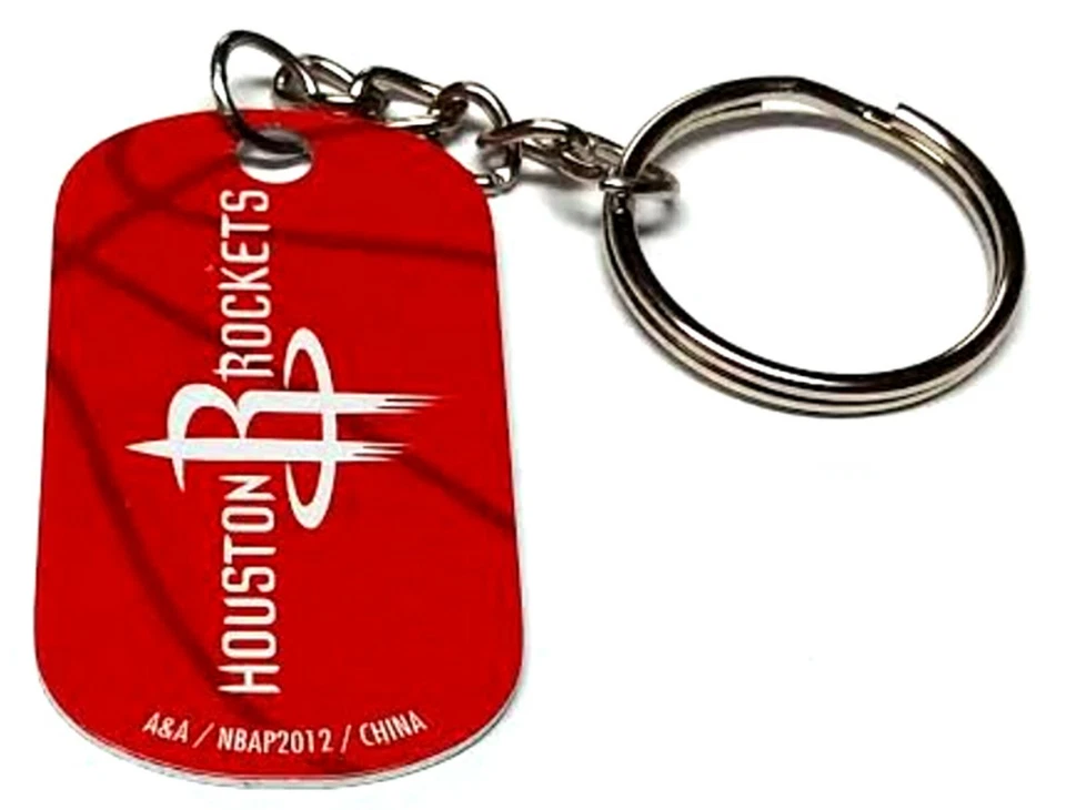 HOUSTON ROCKETS 1.5 LONG METAL KEYCHAIN PULL LICENSED NBA BASKETBALL ORNAMENT  - Image 1 of 1