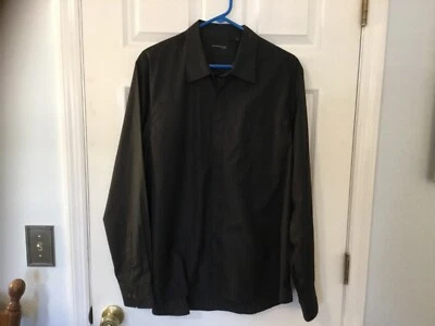 Camisa de Vestir KENNETH COLE Para Hombre XL Negra Manga Larga Abotonada Poliéster/Algodón Foto 1 de 3