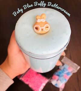 Babyblue Buffy Butter Slime Scented with Random Charm Made in USA +Tons of Extra