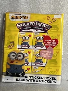 Minions Sticker Treats San Valentino Sticker Confezioni 16 Scatole Ciascuna Con 5 Adesivi - Foto 1 di 5
