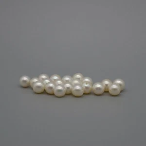 Grade AAAAA Natural Freshwater Half Drilled Round Pearl Beads - White - 2 Count - Picture 1 of 18