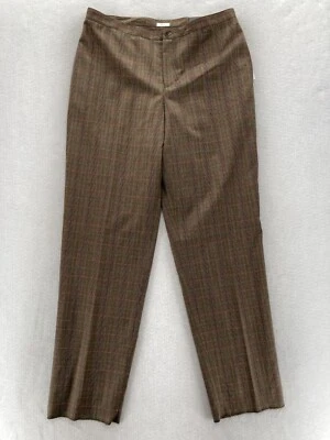 Apt. 9 The Wallace Pant Women's 16 Classic Fit Brown Plaid Wool Blend Unhemmed - Image 1 of 4