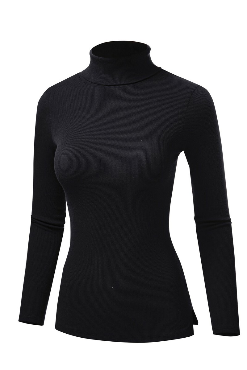 Playera Cuello Blusa De Tortuga Cuello Tortuga Negra Blusa Manga