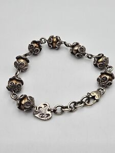 Alana Leigh Sterling Silver Pearl Love Chain Beaded Bracelet  