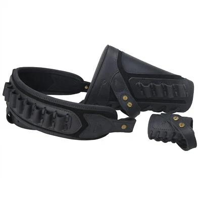 No Drill Gun Leather Buttstock Cover with Padded Gun Sling .22MAG .30/30 .308 - Image 1 of 4