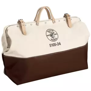 24" Heavy-Duty Canvas Tool Bag with Leather Handles, Durable Storage NEW - Picture 1 of 12
