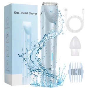 2 in 1 Dual-Head Painless Women Electric Razors Bikini Trimmer Wet&Dry Use - Picture 1 of 15