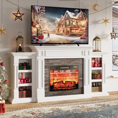 70" Fireplace TV Stand Electric Fireplace with Mantel for Living Room Bedroom - Image 1 of 4
