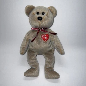 Ty Beanie Baby 1999 Signature Bear Tan 2 Tone Ribbon Heart Tag W/Tush Tag - Picture 1 of 7