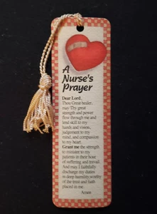 Bookmark with Verse & Tassel - Inspirational Gift- "Nurse's Prayer"   Free Ship - Imagen 1 de 2