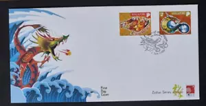 Singapur 2000, Año del Dragón, completo 2V en FDC - Imagen 1 de 2