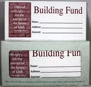 Church Offering Building Fund Envelopes Bill Size NEW Box 100 Proverbs 3:9 KJV - Picture 1 of 3