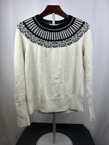Vineyard Vines Womens Crewneck Sweater Cream And Navy Merino Wool Blend Size M - Picture 1 of 3