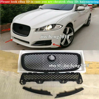 Grelha frontal preta 4 peças grade de malha superior e inferior para Jaguar XJ 2010-2015 - Imagem 1 de 4