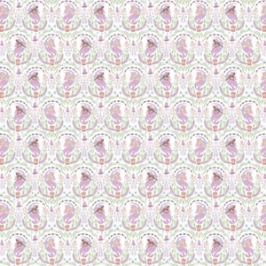 1/2 Yard Dear Stella Designs Sea Spell Rae Ritchey Mermaid Toile White - Imagen 1 de 3