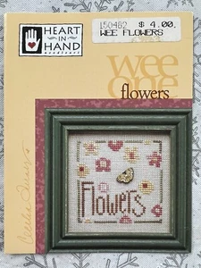 Heart in Hand FLOWERS Cross Stitch Leaflet Only RARE ~ floral primitives - Picture 1 of 2