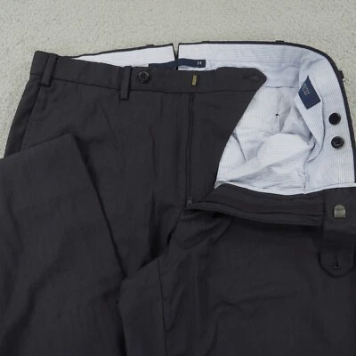 Incotex Pants Mens 34x30 Wool Dark Charcoal Twill Trousers Flat Front Wide Leg - Image 1 of 4