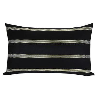 Funda de almohada lumbar texturizada blanca y negra 12x20 pulgadas para sofá sofá Foto 1 de 4