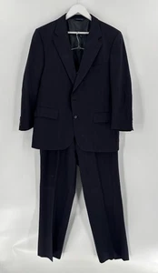 Burberrys Vintage Suit Jacket Mens 42 Blue Striped 36 Pants 2Pc 90s Classic Knit - Picture 1 of 24