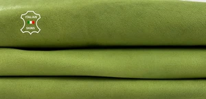 LIME GREEN WASHED VEGETABLE TAN VINTAGE LOOK Goatskin Leather 6+sqf 1.3mm #C5976 - Picture 1 of 7