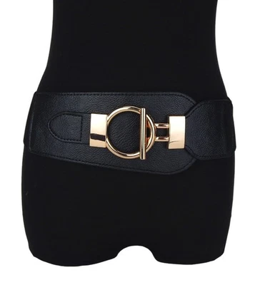 Ella Jonte Gürtel schwarz gold Stretchgürtel Taillengürtel 75 - 90 cm elastisch - Bild 1 von 4